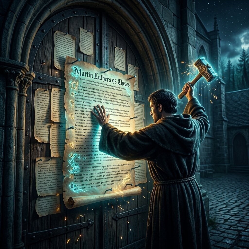 Illustration historique : Les 95 Thèses de Martin Luther