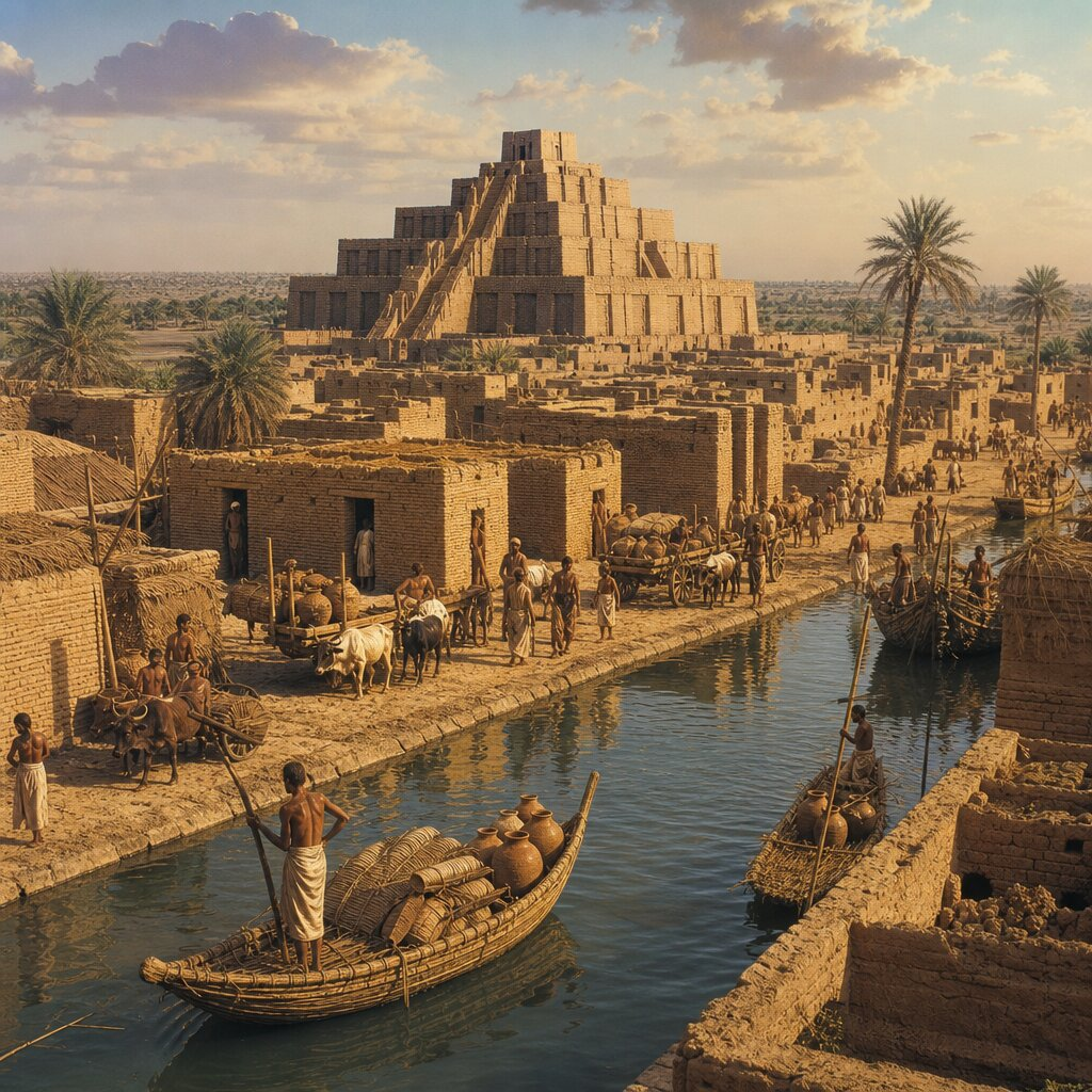 Illustration historique : Essor des cités-états sumériennes (Ur, Lagash, Kish)