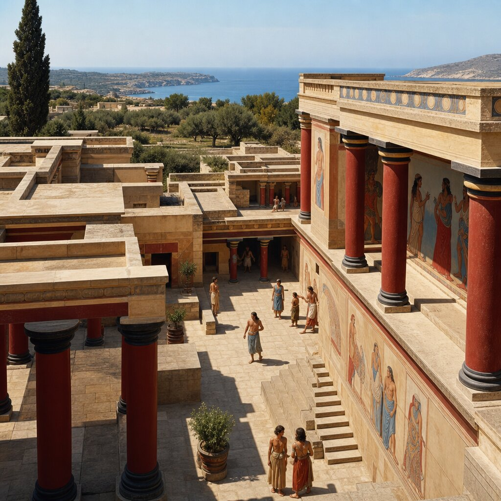 Illustration historique : Émergence de la civilisation minoenne et Palais de Knossos