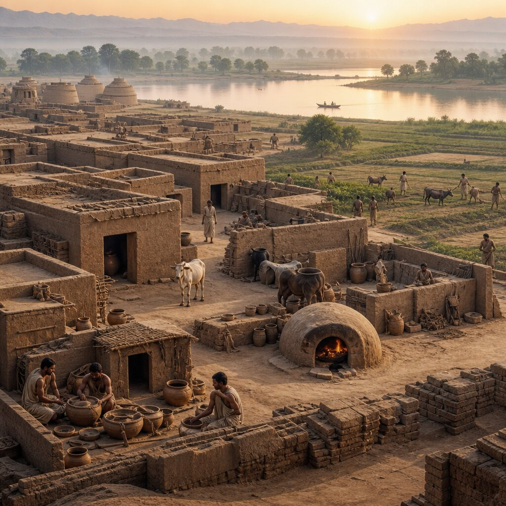 Illustration historique : Émergence de la civilisation de la Vallée de l'Indus à Mehrgarh