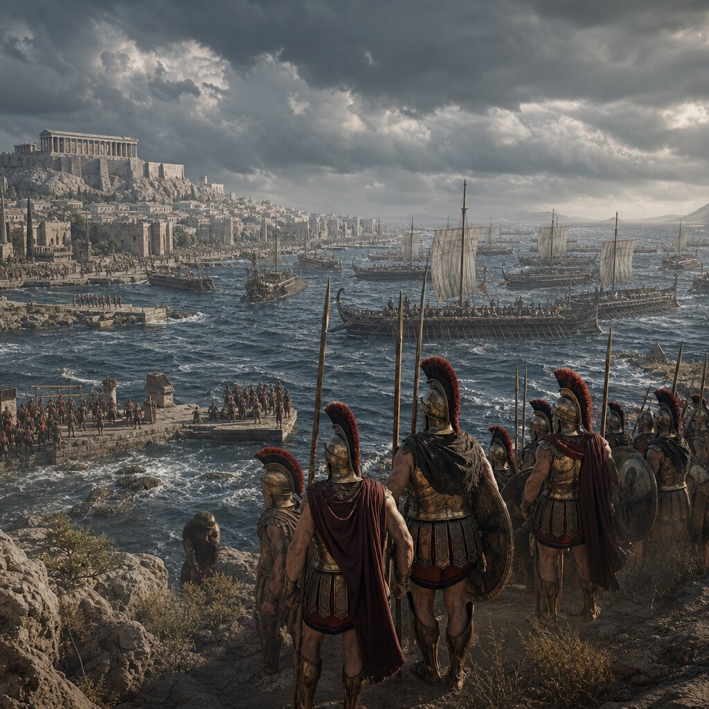 Illustration historique : Éclatement de la Guerre du Péloponnèse entre Athènes et Sparte