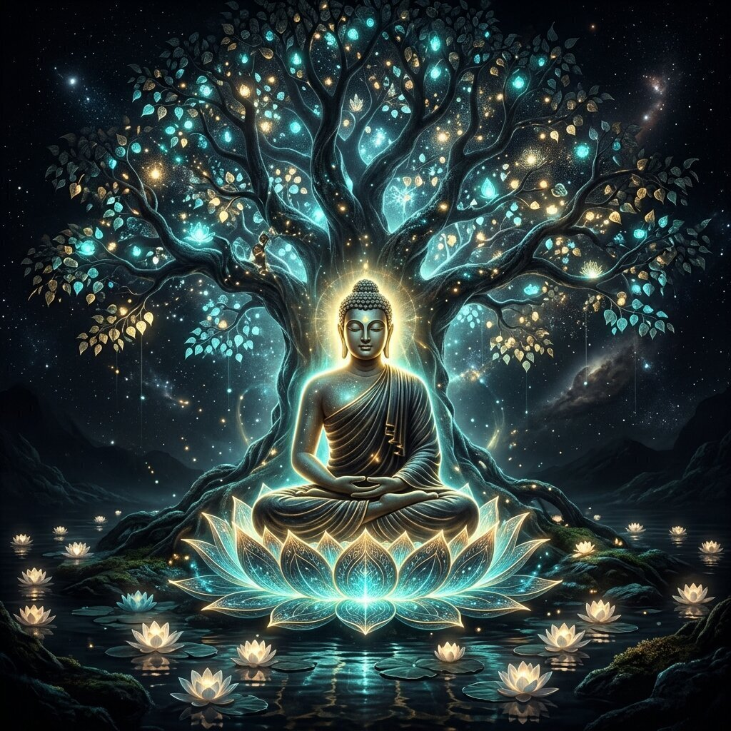 Illustration historique : Éveil du Bouddha Gautama