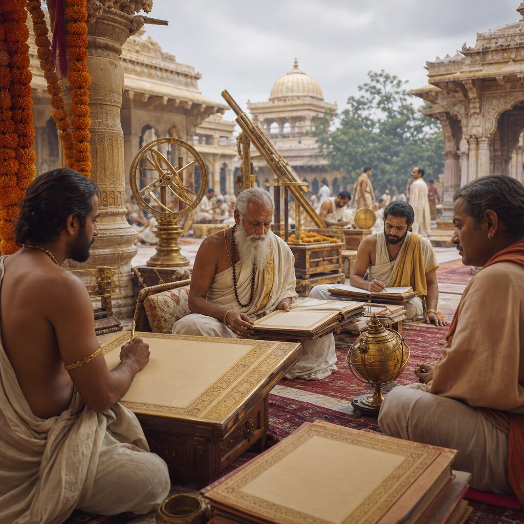 Illustration historique : Fondation de l'Empire Gupta et Âge d'Or des sciences et arts indiens