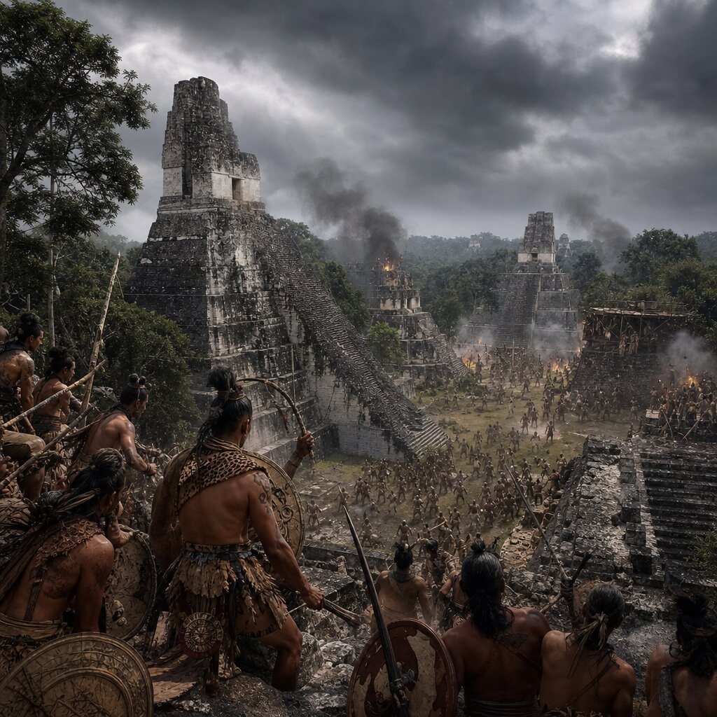 Illustration historique : Guerre des Étoiles : Chute de Tikal face à Calakmul