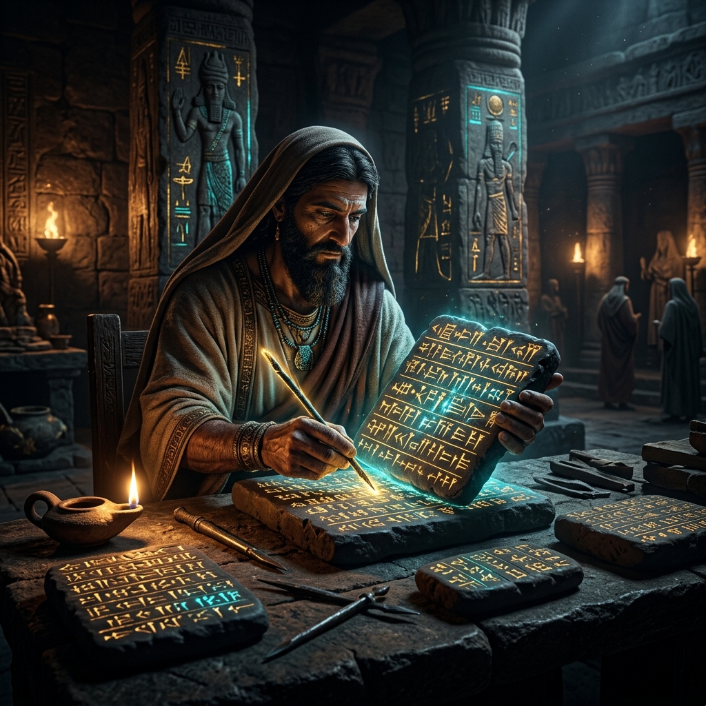 Historical illustration: Invention of Cuneiform