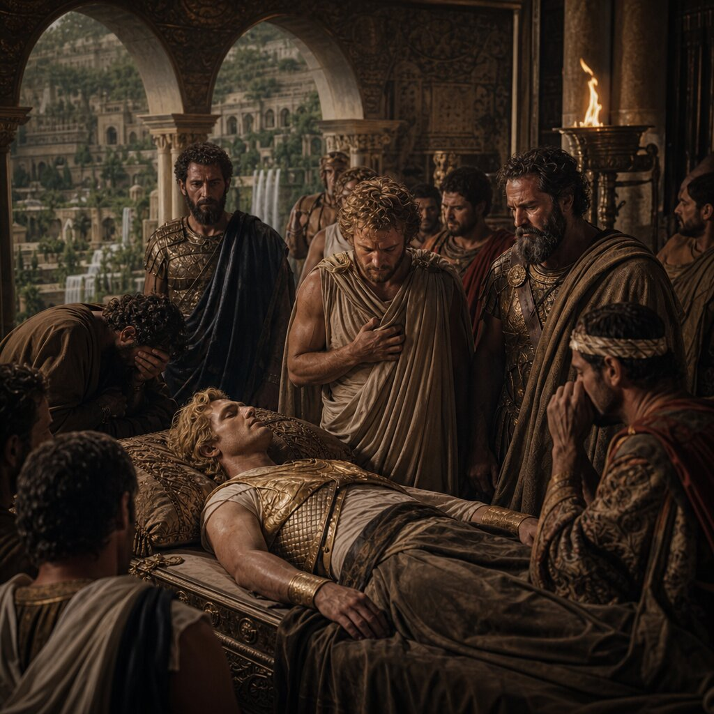 Illustration historique : Mort d'Alexandre à Babylone et avènement de l'Époque Hellénistique