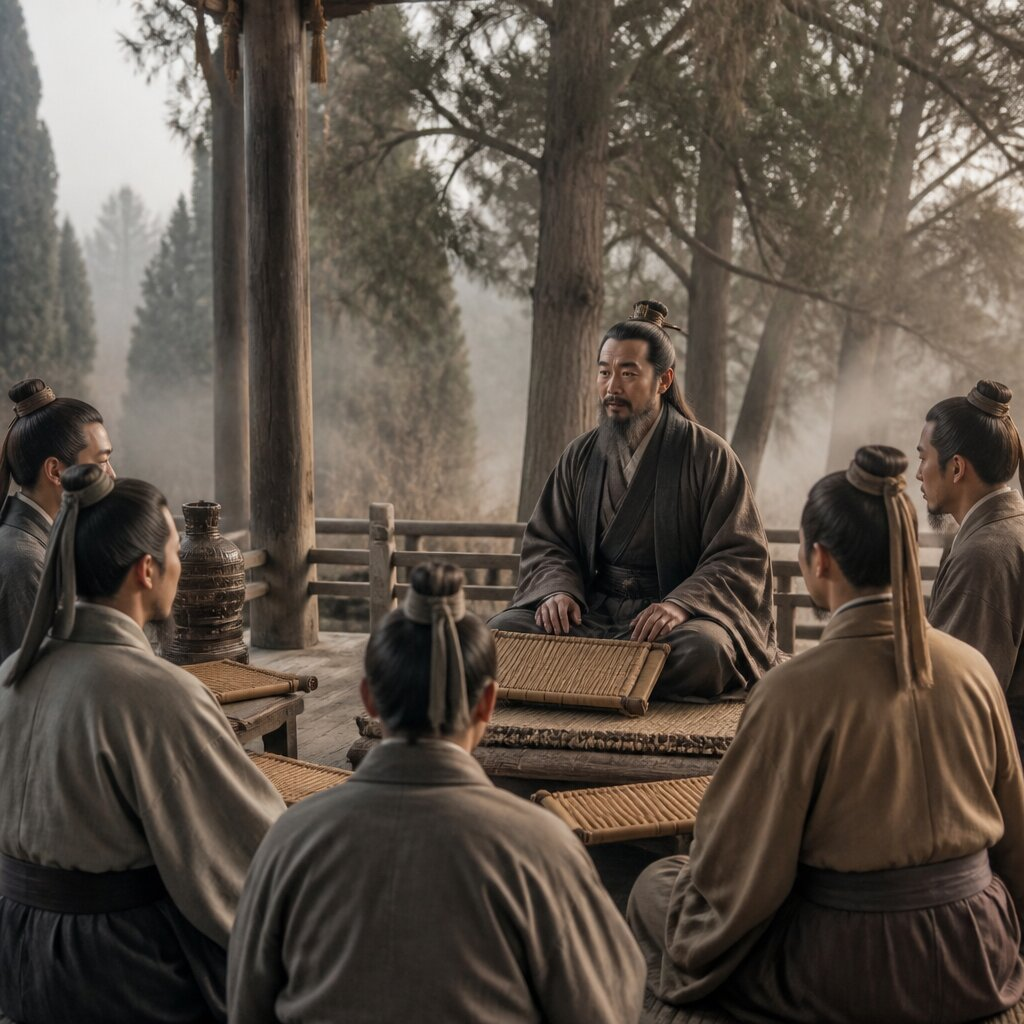 Illustration historique : Naissance et enseignement de Confucius (Kong Fuzi)