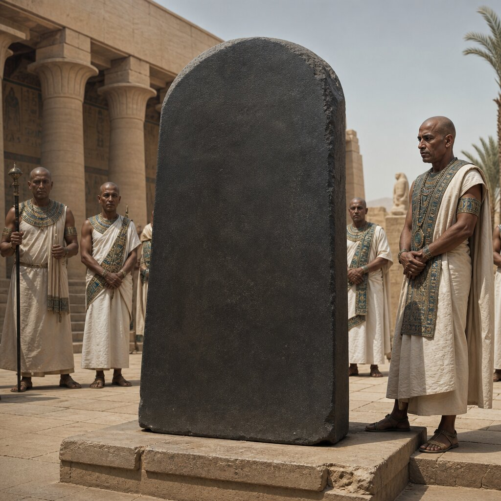Historical illustration: Promulgation of the Decree of Memphis (Rosetta Stone)