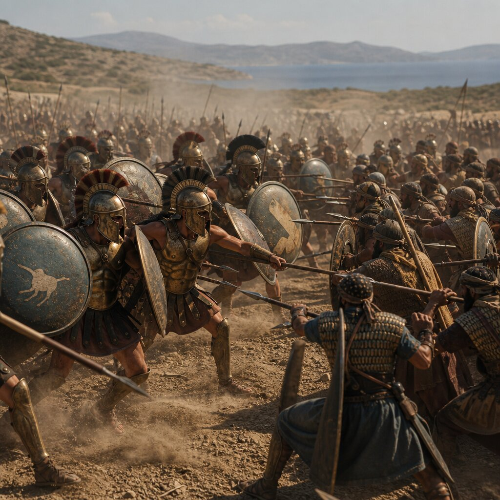 Historical illustration: First Persian War and Athenian Victory at the Battle of Marathon