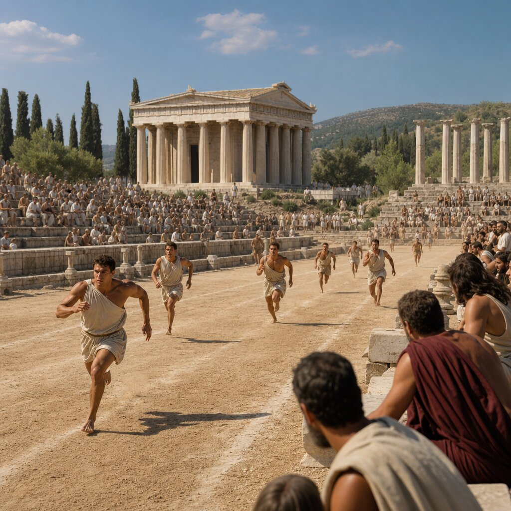 Historical illustration: First Recorded Ancient Olympic Games at Olympia