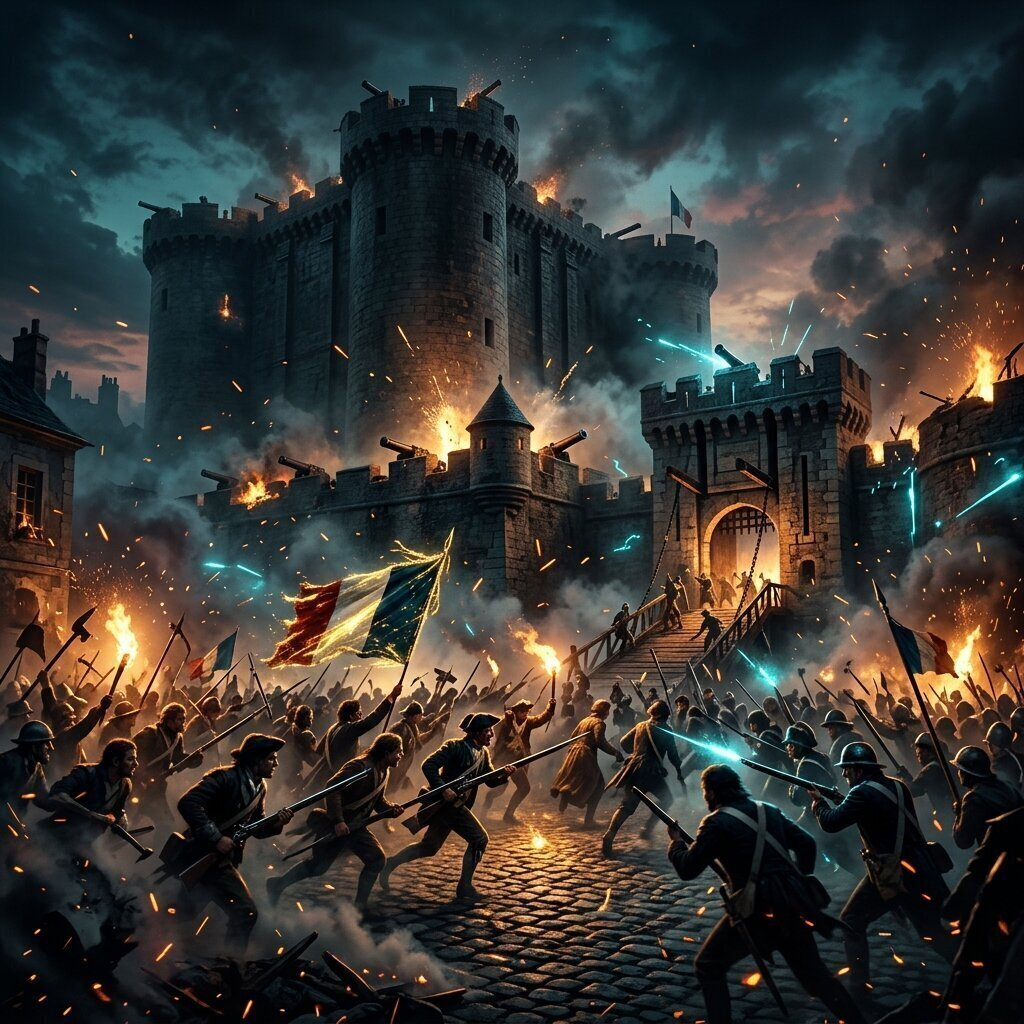 Historical illustration: Storming of the Bastille