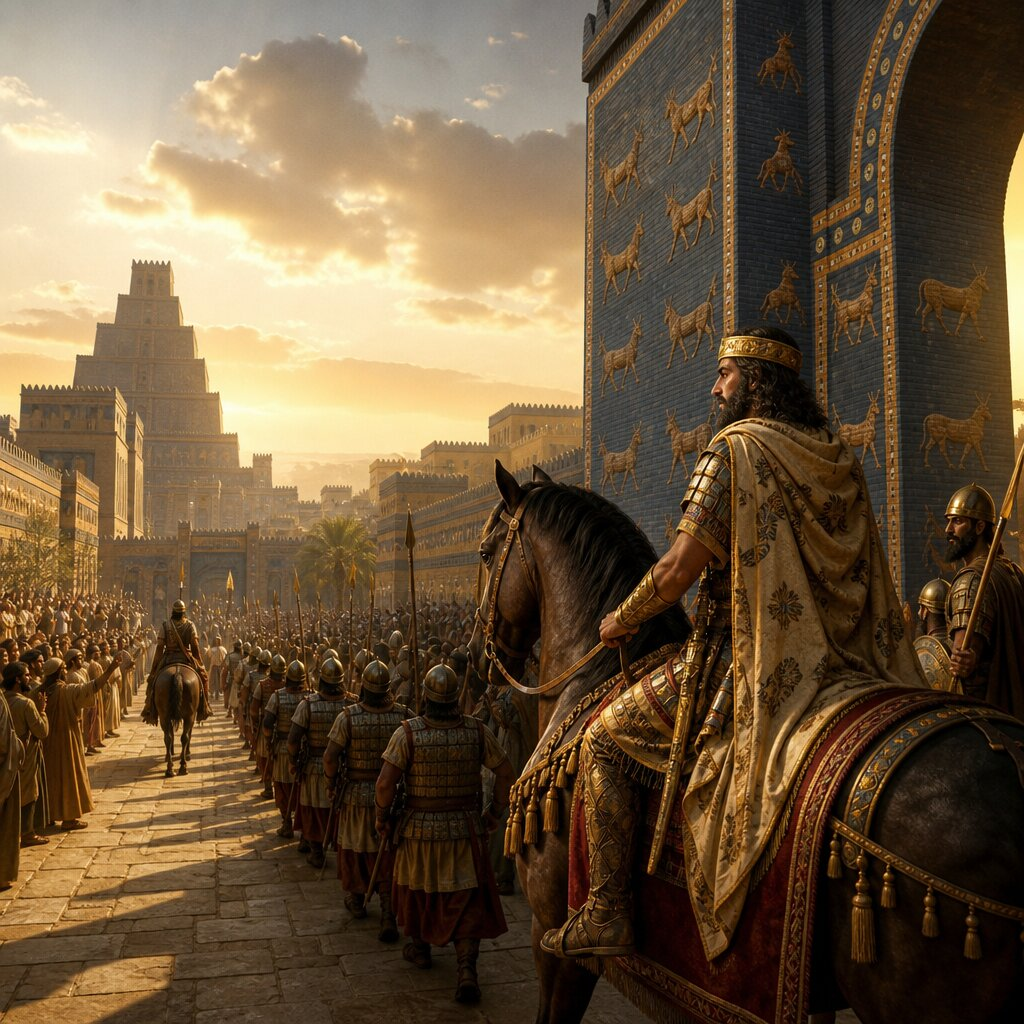 Historical illustration: Capture of Babylon by Cyrus the Great and Cyrus Cylinder