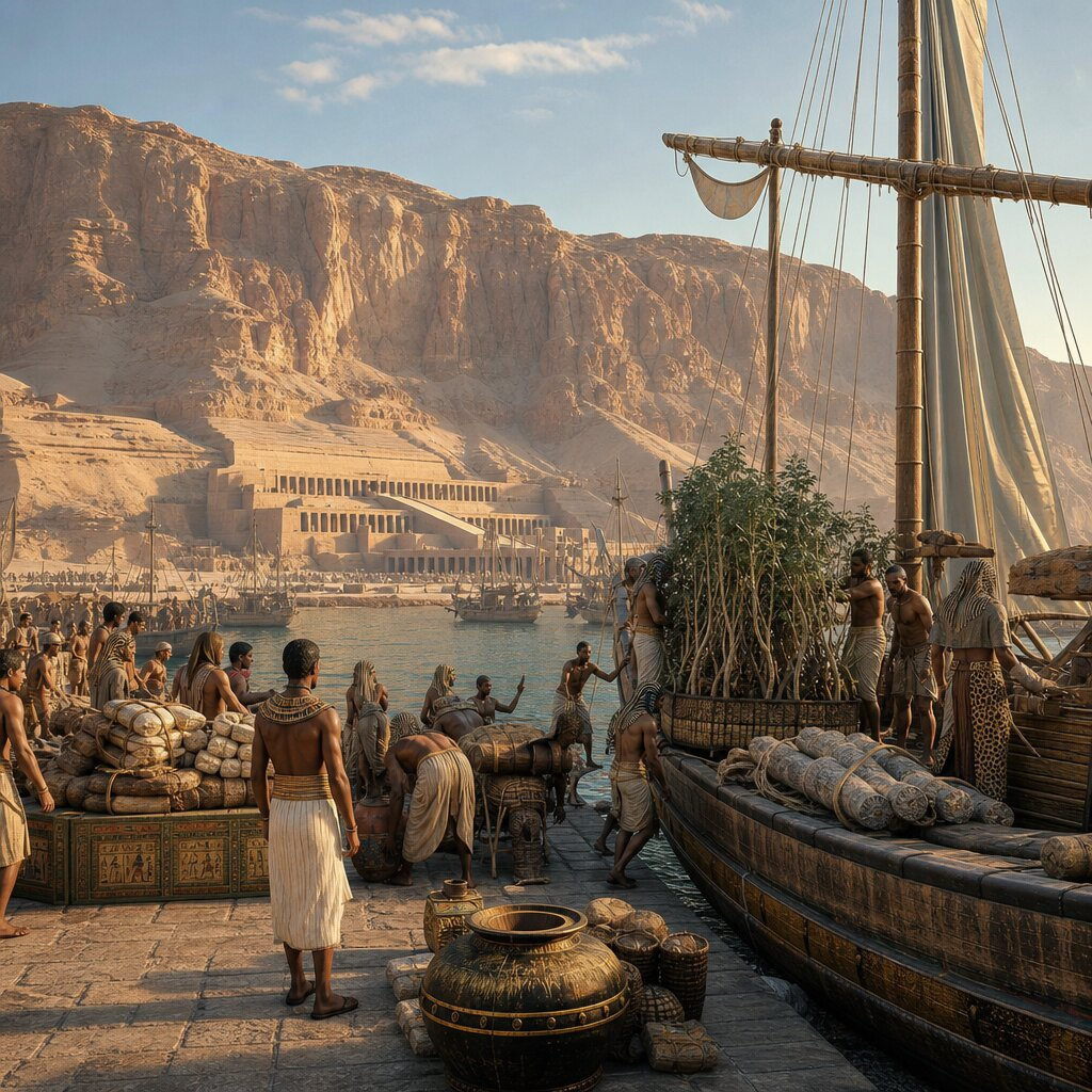 Historical illustration: Reign of Hatshepsut and Trade Expedition to Punt