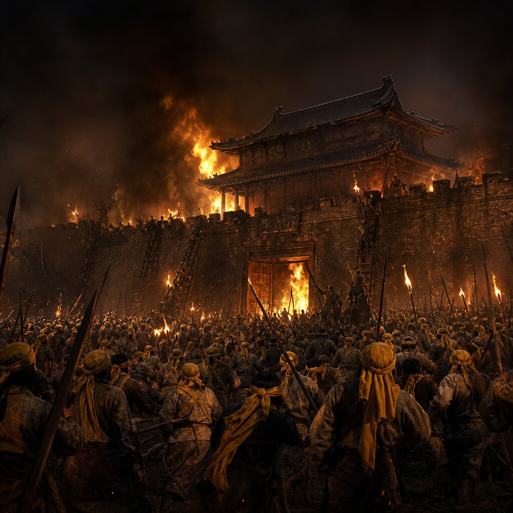 Historical illustration: Yellow Turban Rebellion and Fall of the Han Dynasty