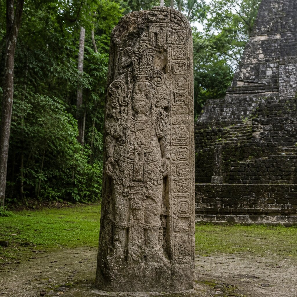 Historical illustration: Tikal Stela 29 (Start of Classic Maya Period)
