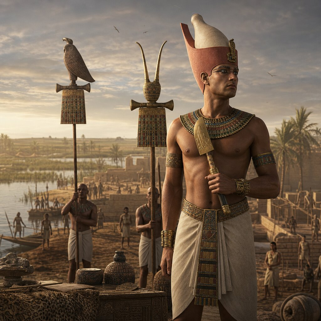 Historical illustration: Unification of Upper and Lower Egypt by Narmer